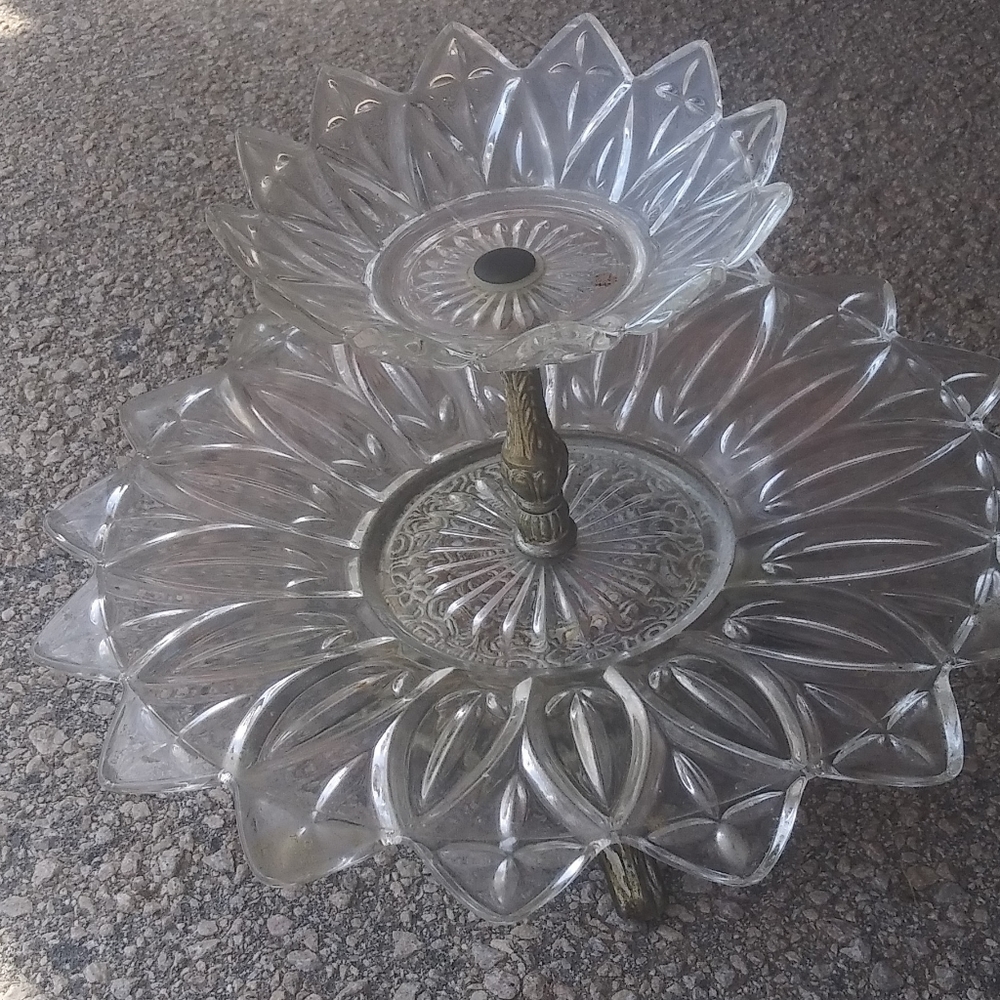 Antique 2 tier trays beautiful